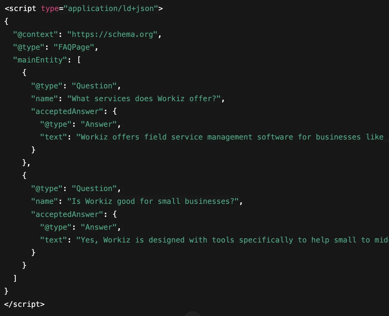 Schema Workiz Example