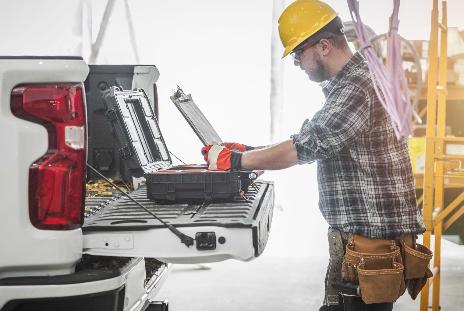 Hvac Tech Next To A Truck 