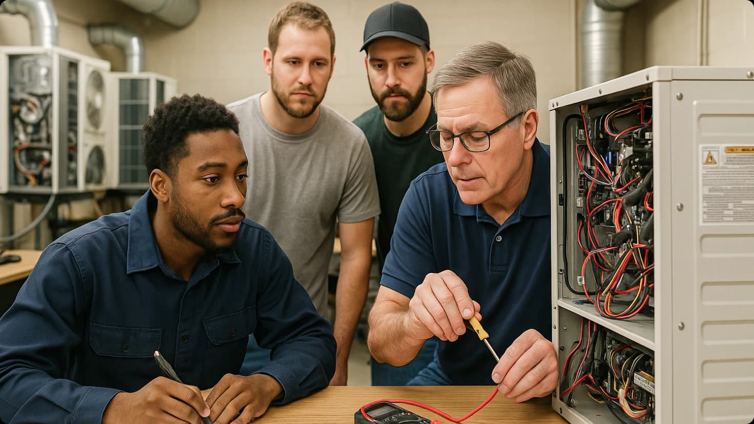 Hvac Students With Ac Unit