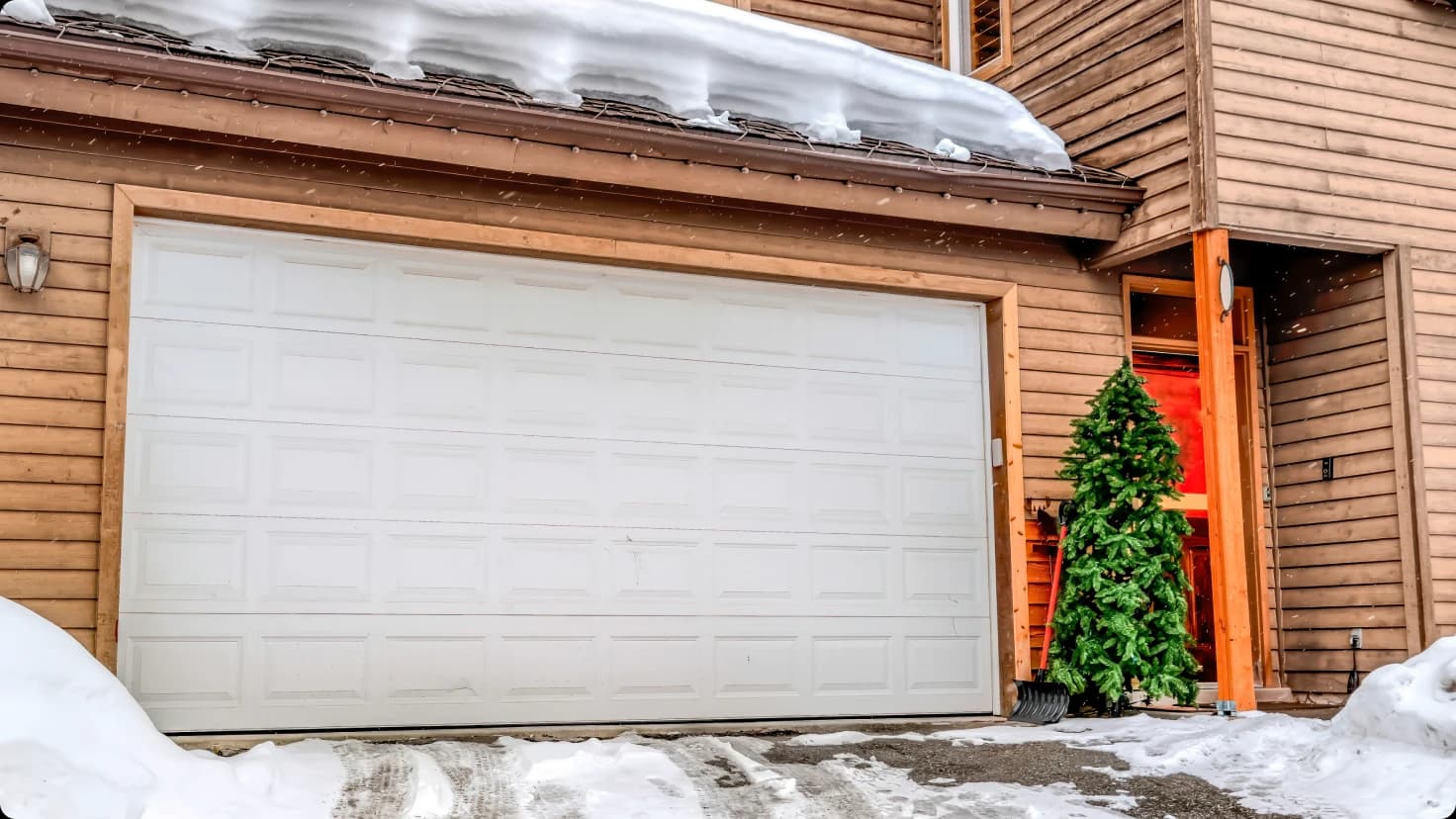 Garage door in heavy snow