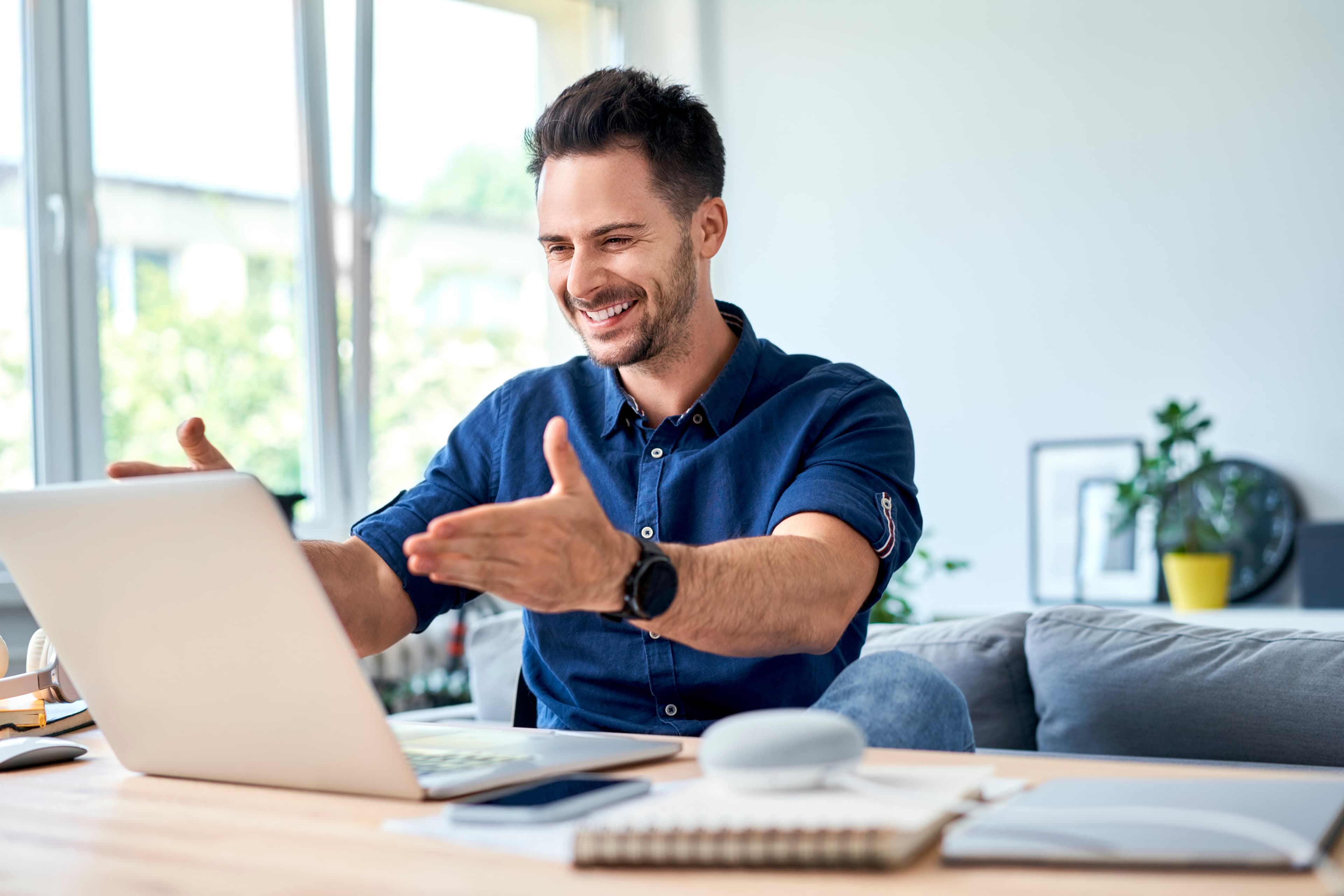 Business owner reviewing marketing performance