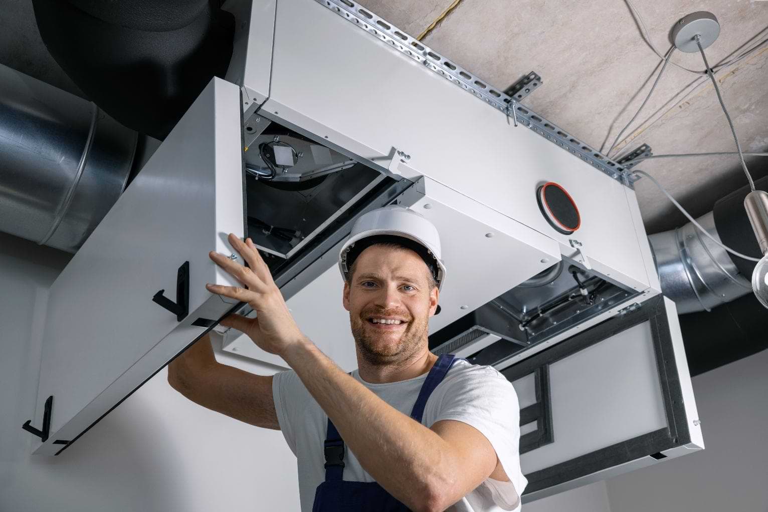 Hvac Tech Happy While Working