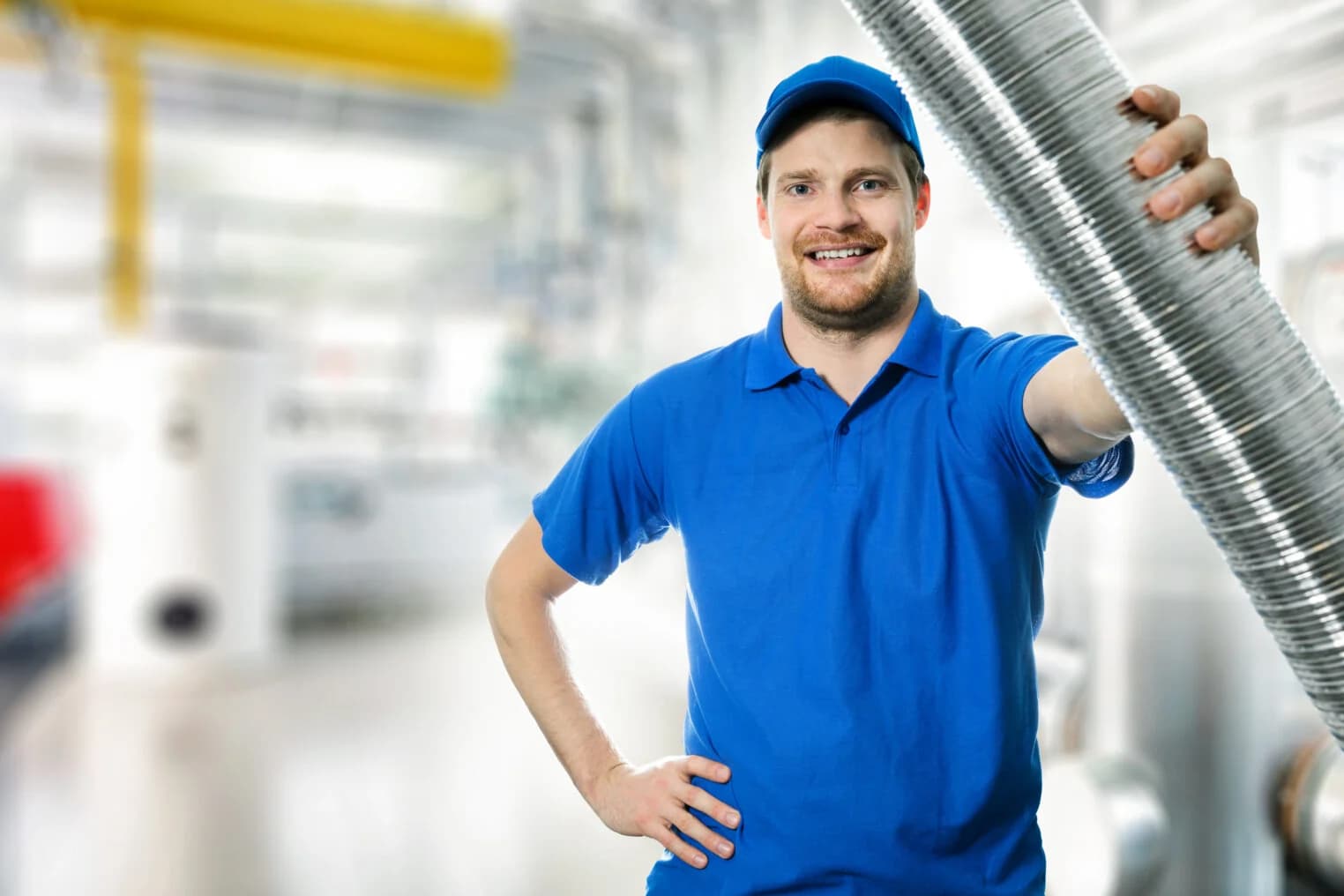 Hvac Technician Showing Aircon Piping