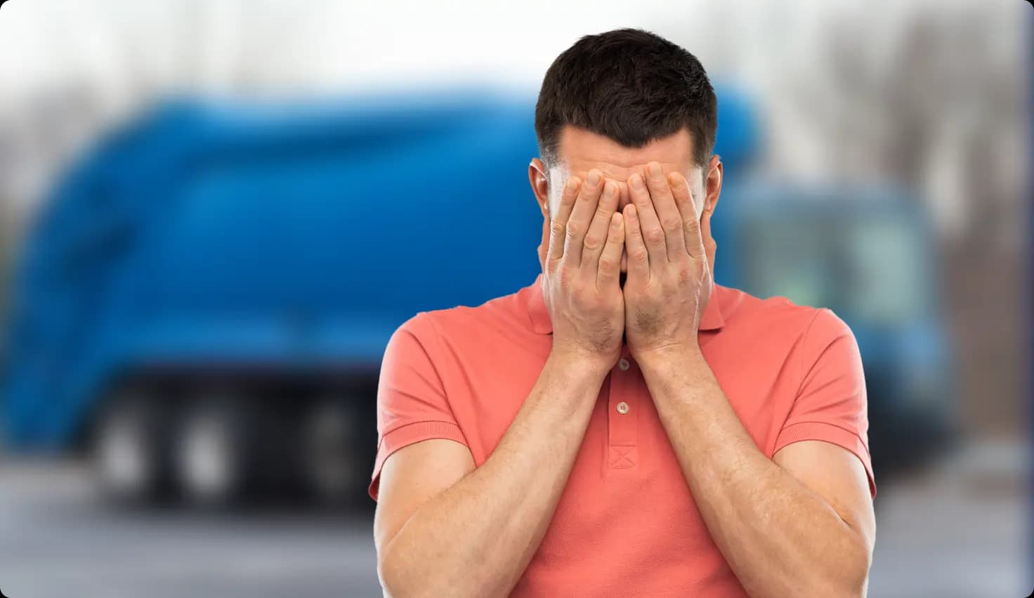Concerned Business Owner Covering Face V4623