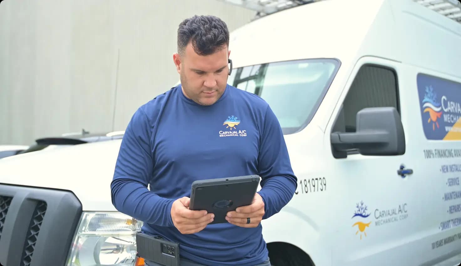 Hvac Technician Issuing Invoice