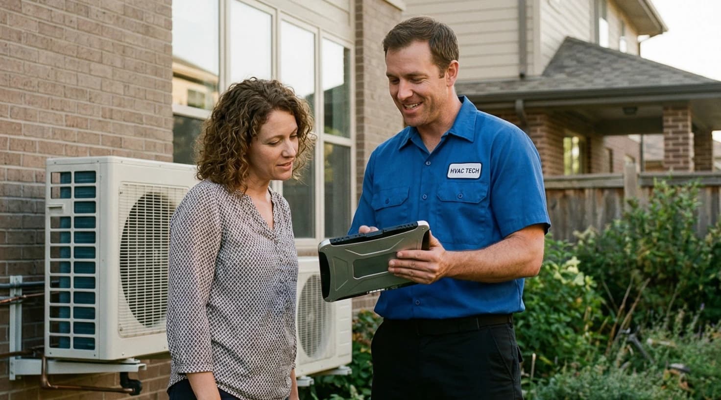 Hvac Technician With Client