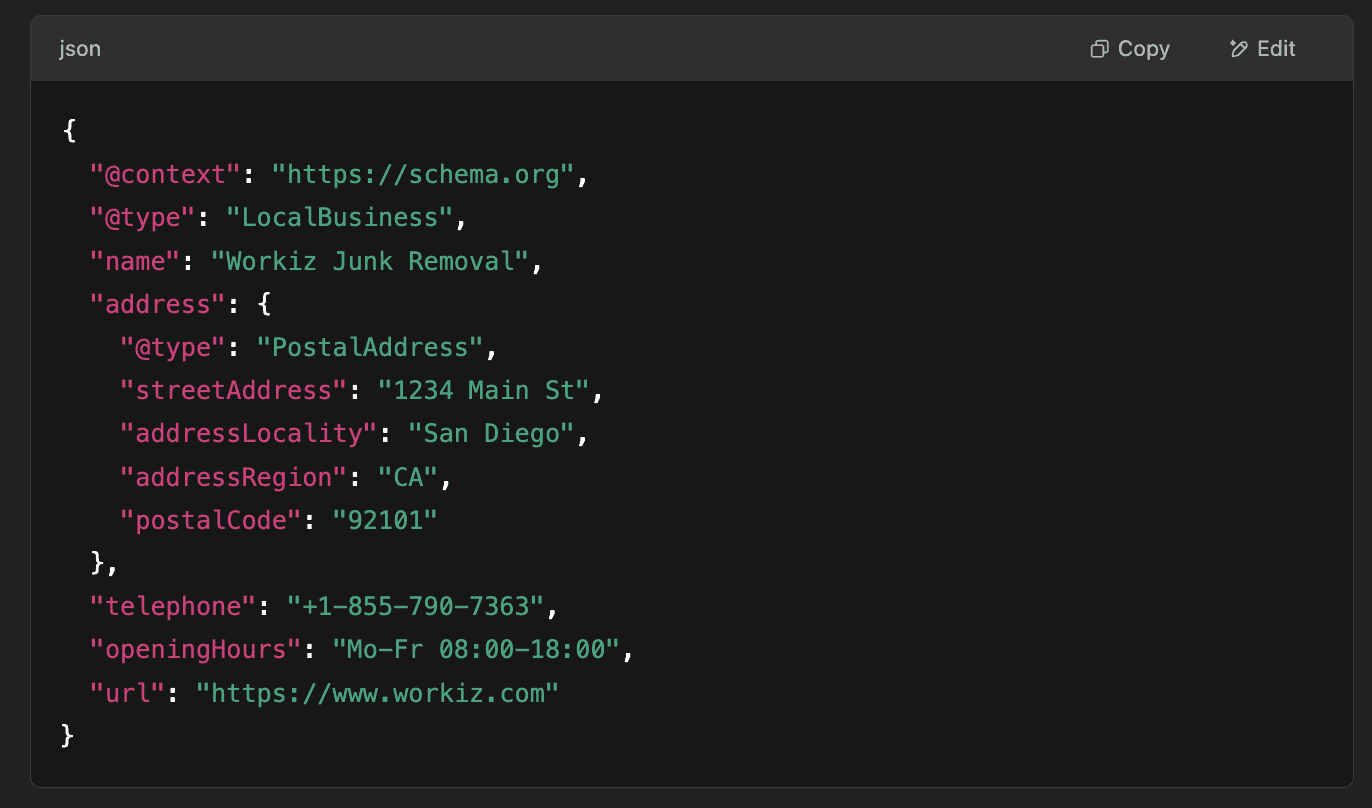 Json Business Schema