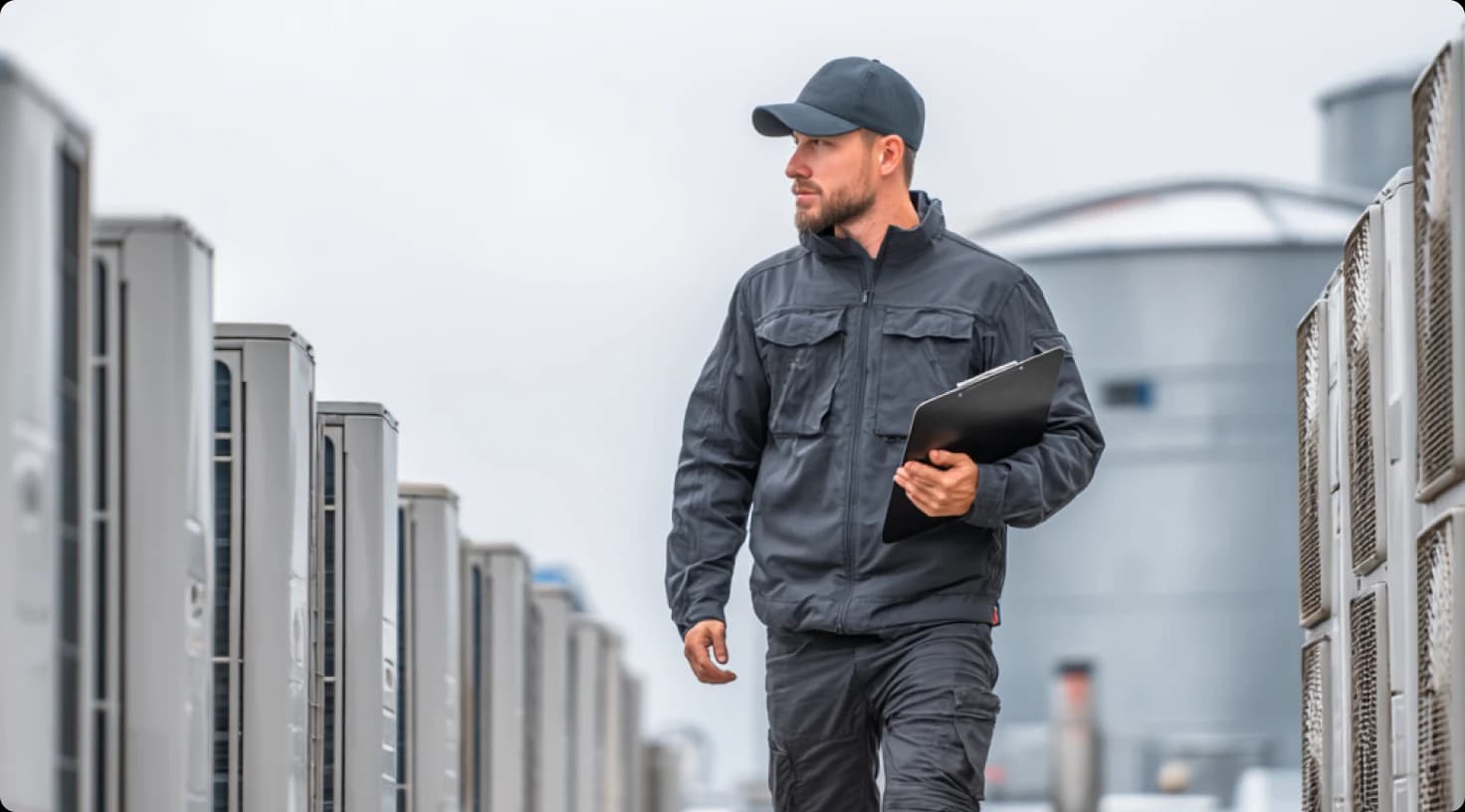 Aintenance Technician Walking Between Units