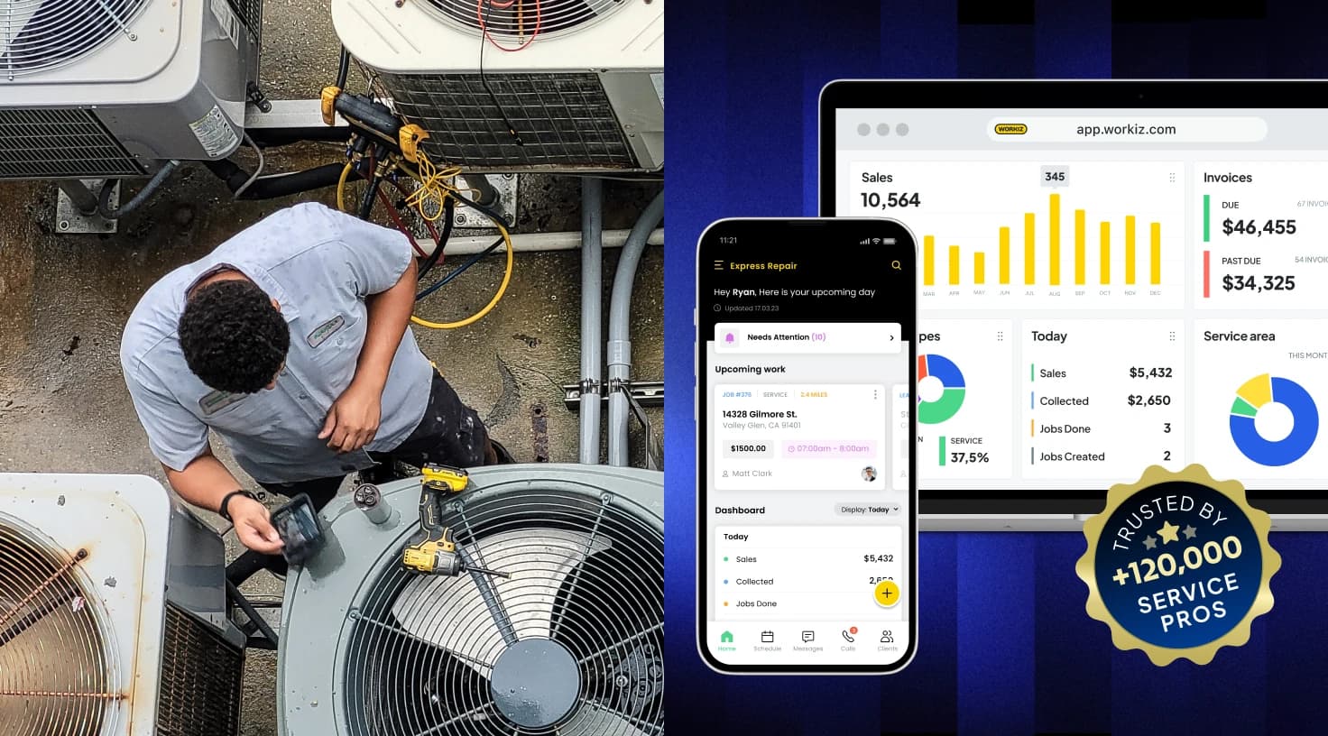 Workiz Fsm Hvac Management Dashboard Residential Team