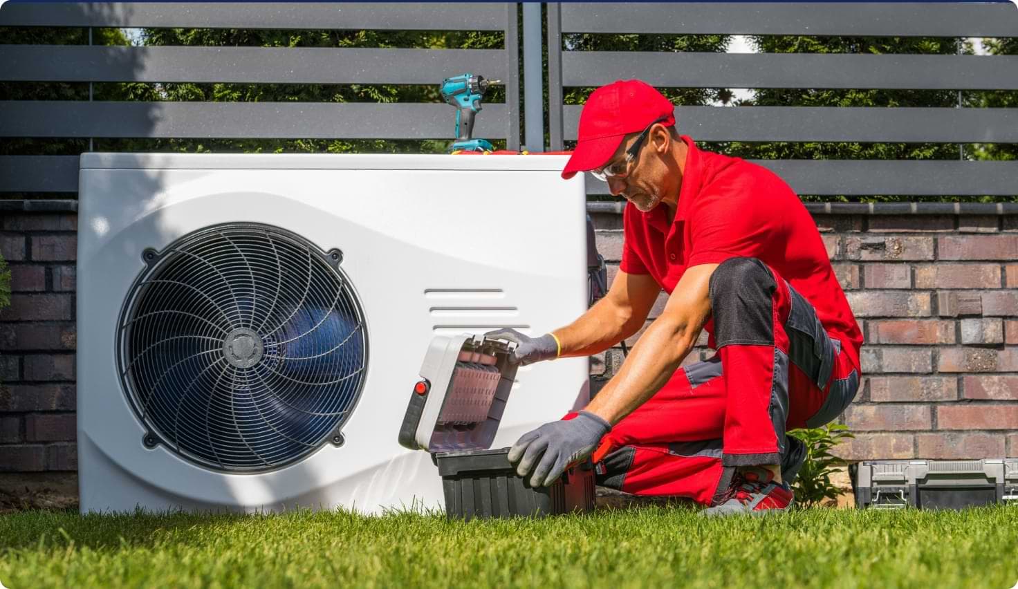 Hvac Technician Fixing External Unit